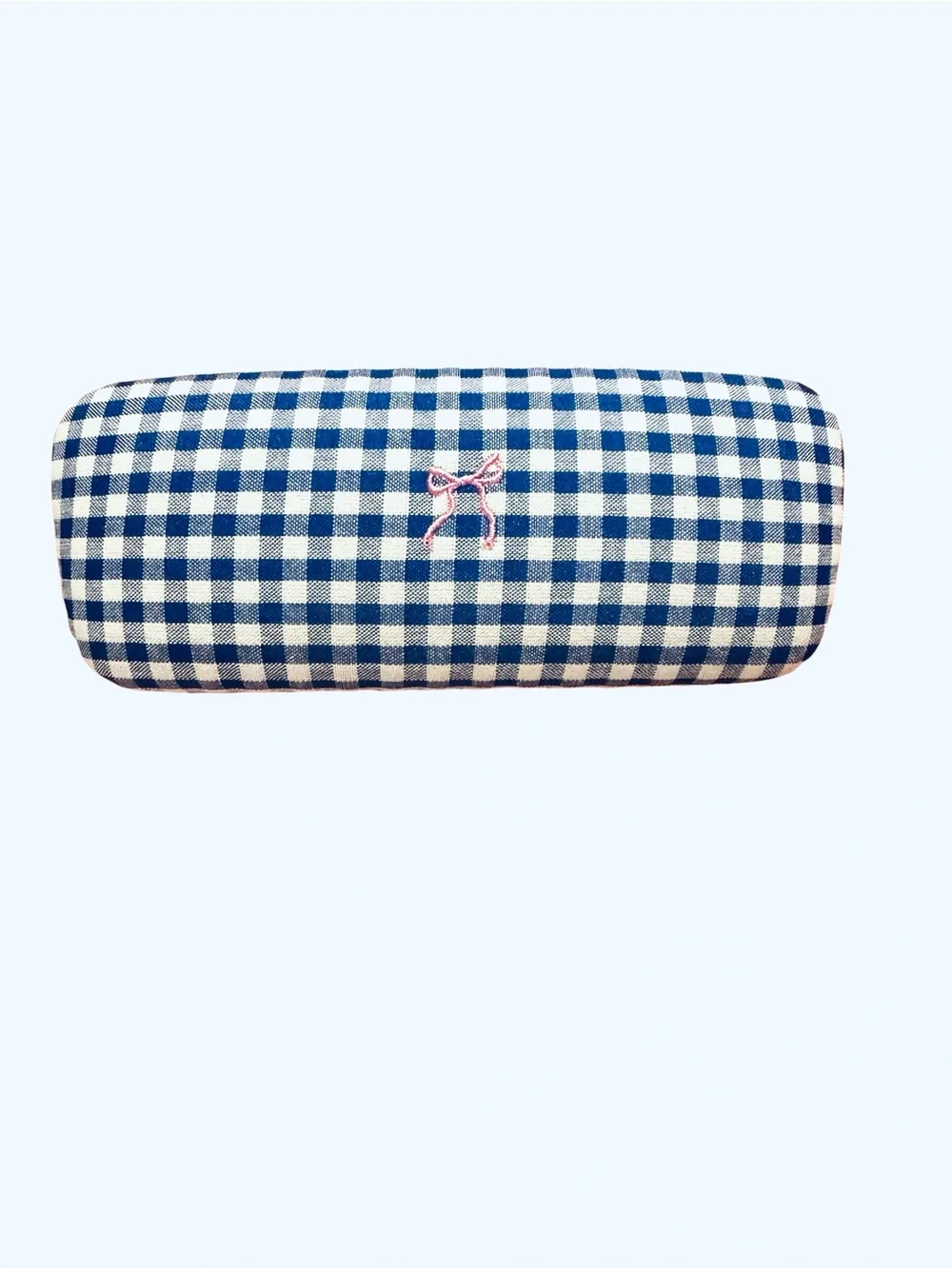 Simply Southern Blue & White Gingham Eyeglass Case Pink Bow Hard Shell NWT